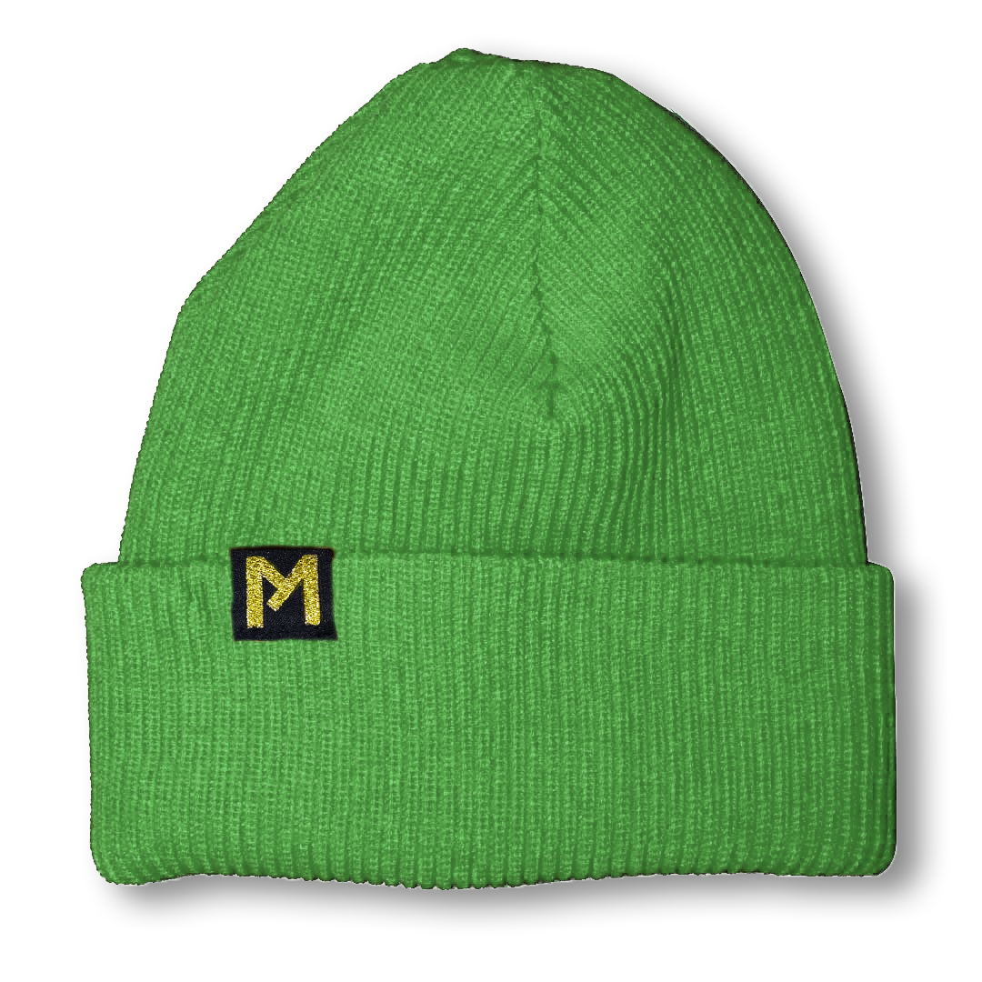 Gorro 100% Lana color verde fluor