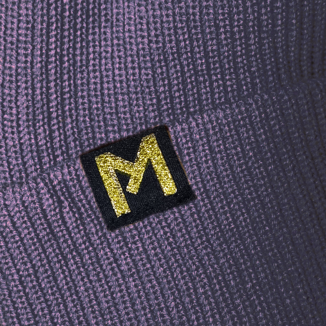 Gorro 100% Lana color violet grey